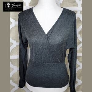 Banana Republic Women's Charcoal Wool Blend Faux Wrap Sweater Size S